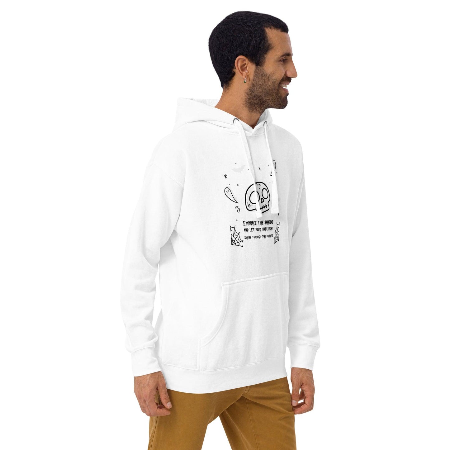 Embrace the shadows quote skull and ghost warm unisex Hoodie - SexyCoca