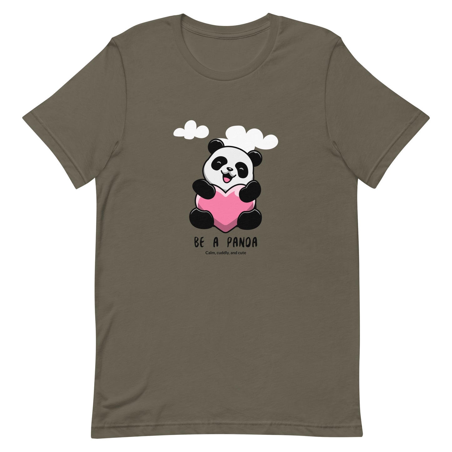 Cute kawaii panda holding a heart with cloud around classic tee short sleeves unisex t-shirt - SexyCoca