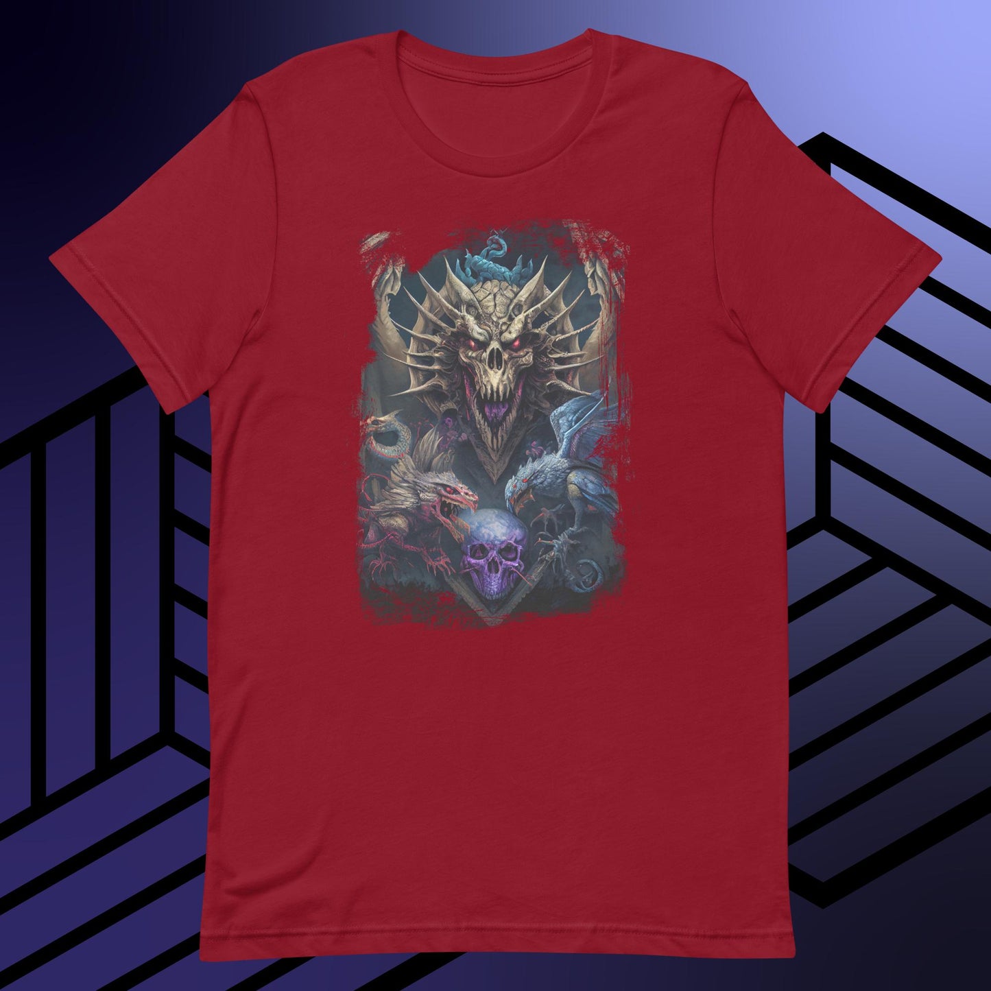 Dark fantasy dragons and skull classic tee short sleeves unisex t-shirt - SexyCoca