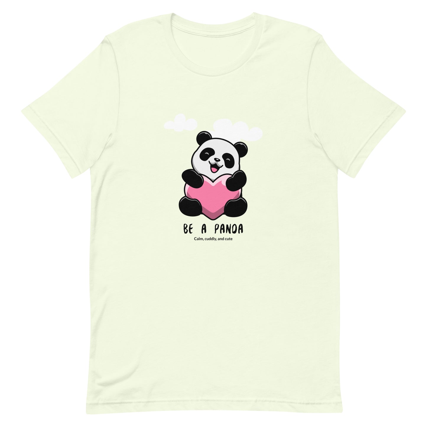 Cute kawaii panda holding a heart with cloud around classic tee short sleeves unisex t-shirt - SexyCoca