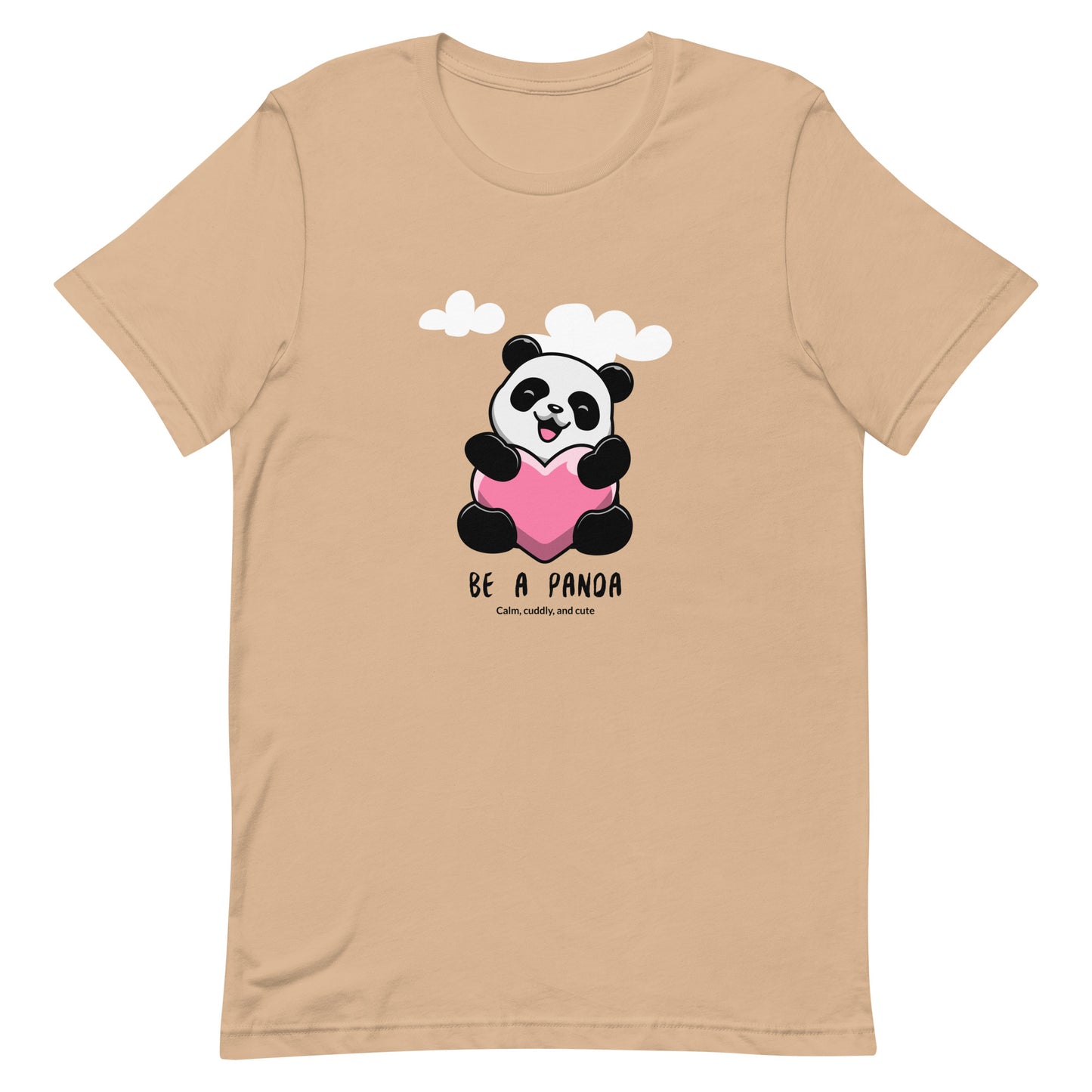 Cute kawaii panda holding a heart with cloud around classic tee short sleeves unisex t-shirt - SexyCoca