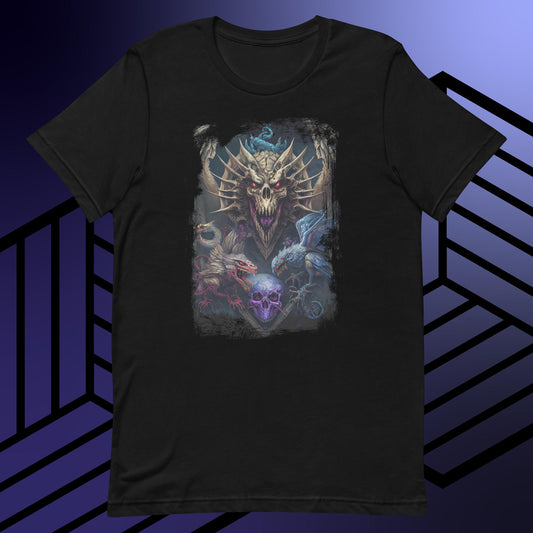 Dark fantasy dragons and skull classic tee short sleeves unisex t-shirt - SexyCoca