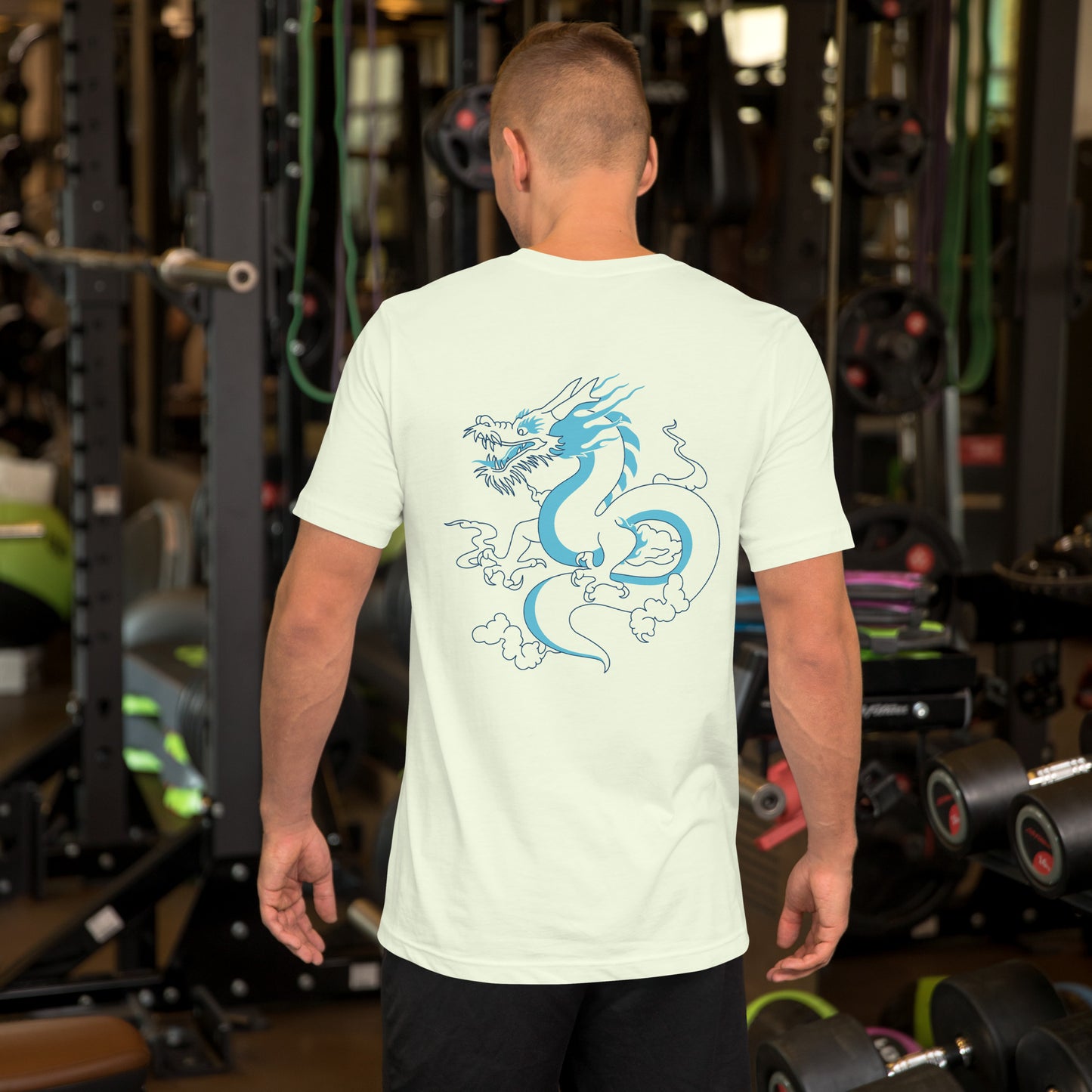 Flying blue dragon back design classic tee short sleeves unisex t-shirt - SexyCoca