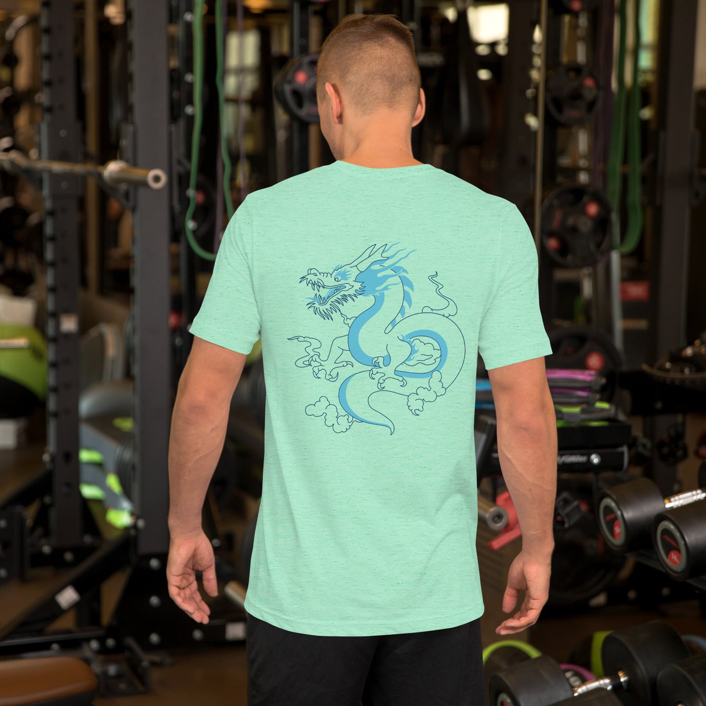 Flying blue dragon back design classic tee short sleeves unisex t-shirt - SexyCoca