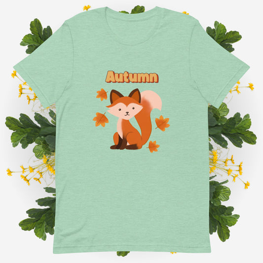 Autumn cute orange fox with leaves falling classic tee short sleeves t-shirt - SexyCoca