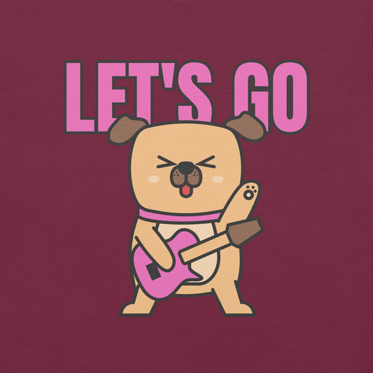 Let's go motivated dog playing guitar classic tee short sleeves unisex t-shirt - SexyCoca