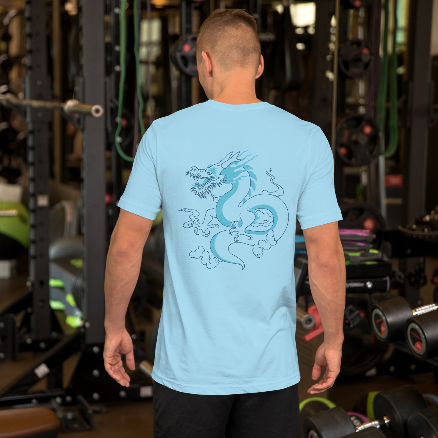 Flying blue dragon back design classic tee short sleeves unisex t-shirt - SexyCoca